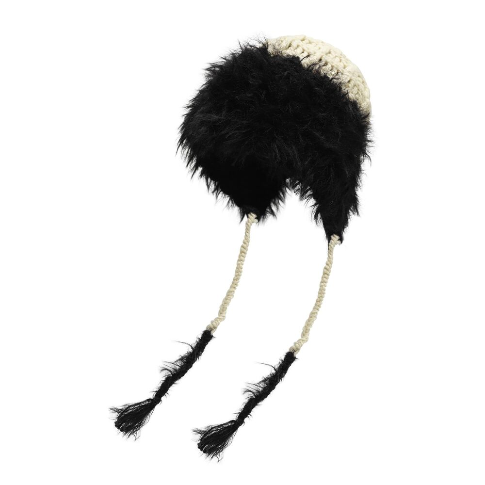 8655 Winter Faux Fur Slouchy Beanie Hat Warm Knit Stretch Cuffed Skull Cap